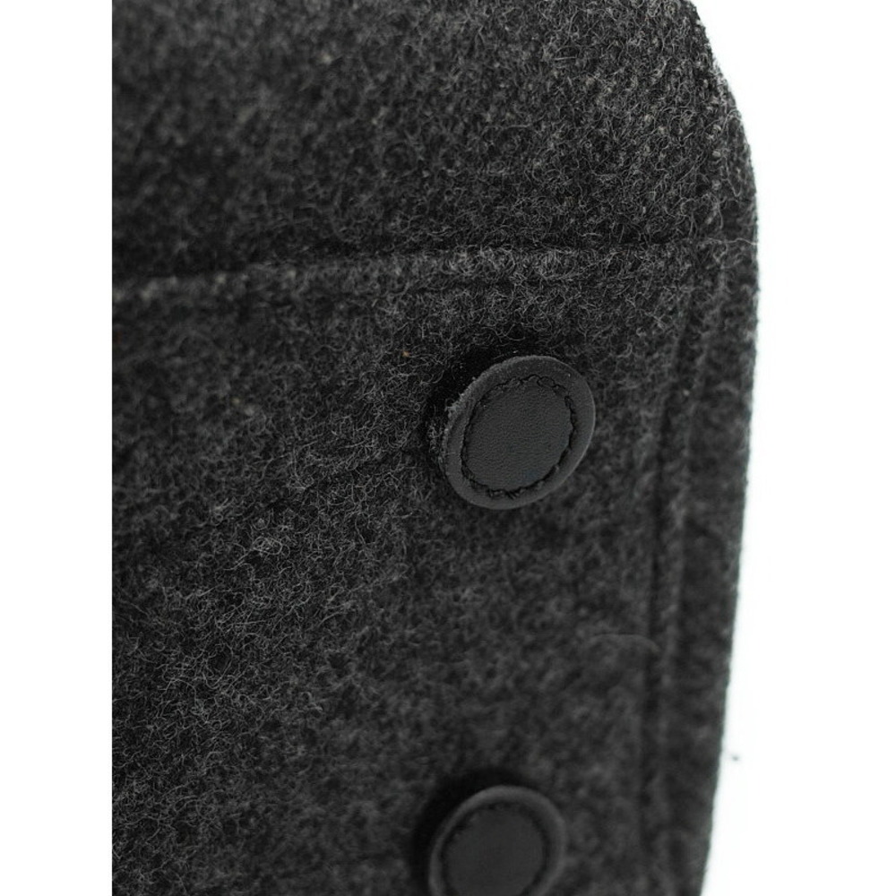 Prada Gray Wool Felt Leather Handbag Tote Bag Black - Picture 7 of 9